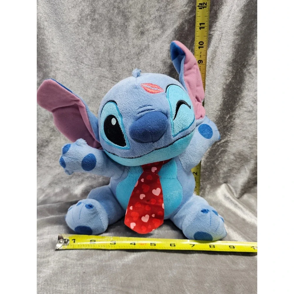 Disney Stitch Valentines Day‎ Plush Blue Alien Heart Tie Kiss Mark 10 Inch